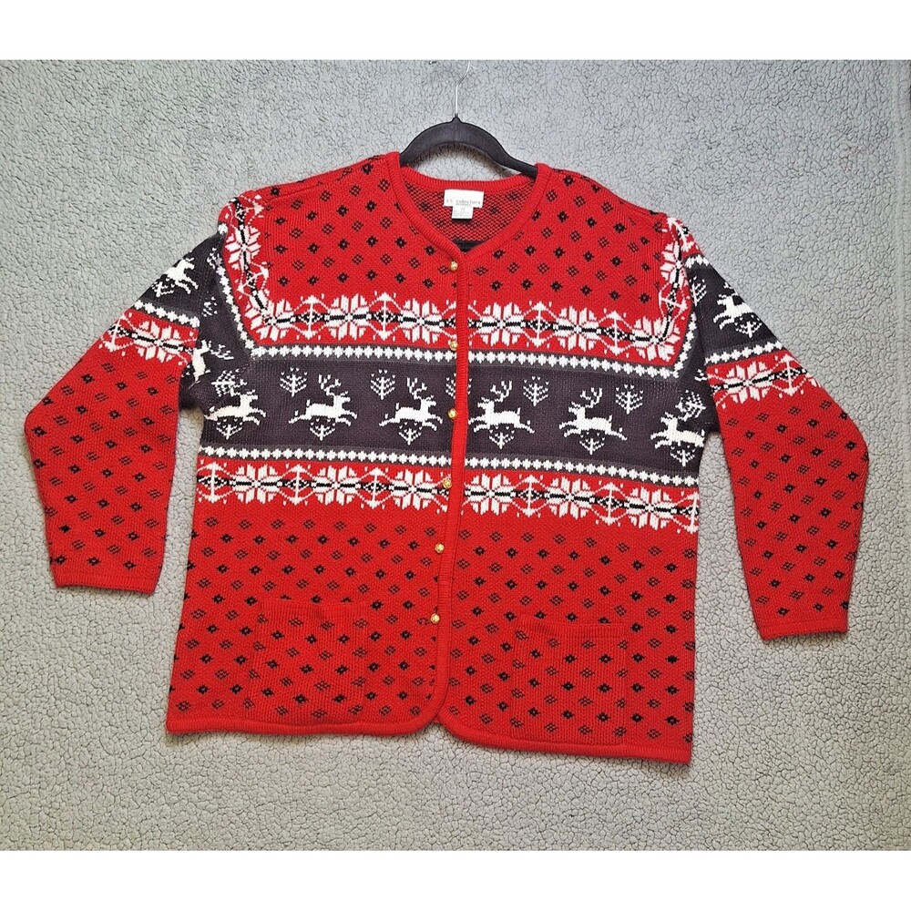 KB Collection Christmas Sweater Size‎ 2X Reindeer Holiday Winter Festive Party
